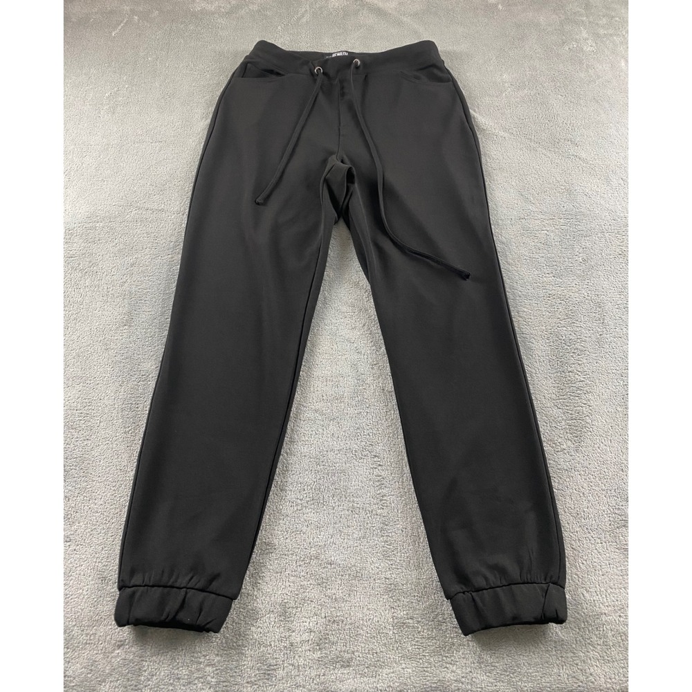 Rewash Womens Black Jogger Pants Drawstring Elastic Waist Stretch Size S